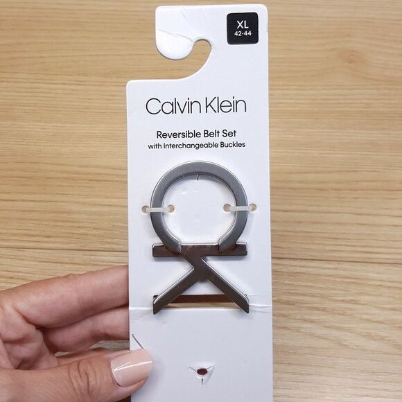 CALVIN KLEIN Belt Mens Size XL 42 44 Black Interchangeable Reversible Set Logo - Picture 5 of 9